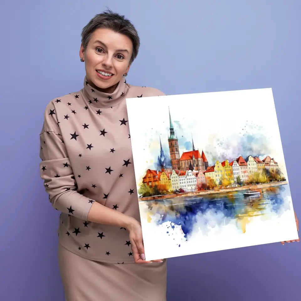 Wrocław (Akwarela) - druk na płótnie, spersonalizowany prezent