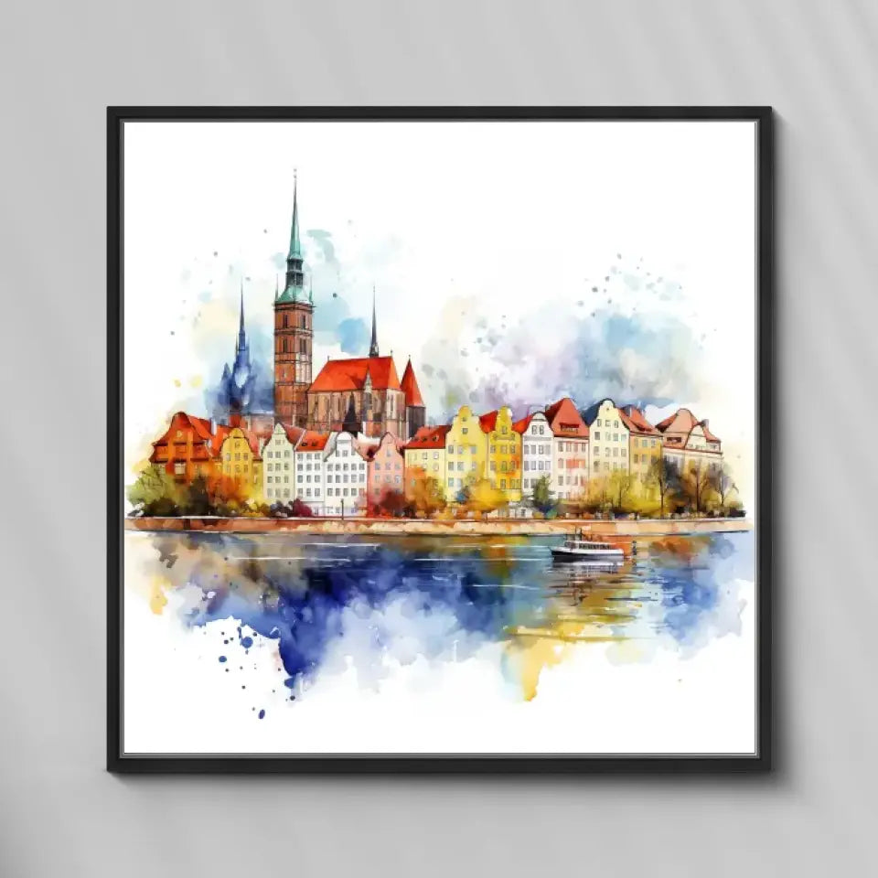 Wrocław (Akwarela) - druk na płótnie, spersonalizowany prezent