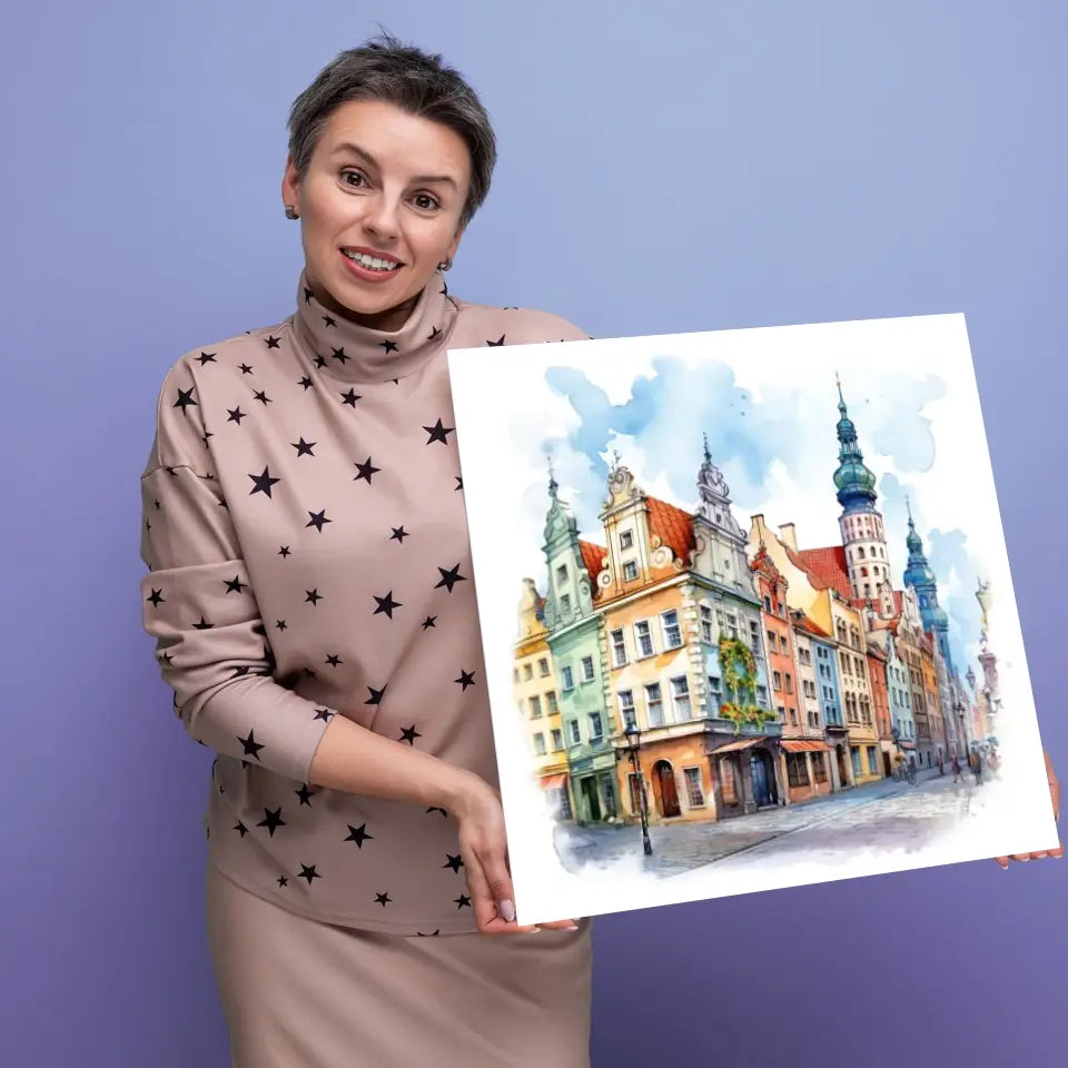 Poznań (Akwarela) - druk na płótnie, spersonalizowany prezent