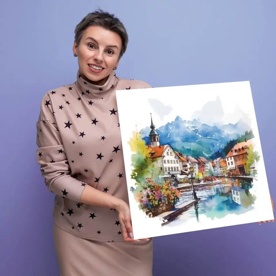 Zakopane (Akwarela) - druk na płótnie, spersonalizowany prezent