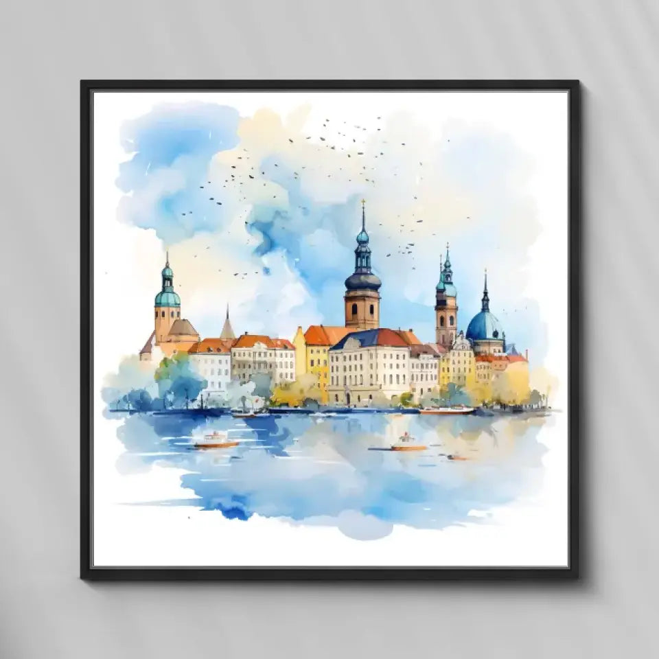 Szczecin (Akwarela) - druk na płótnie, spersonalizowany prezent