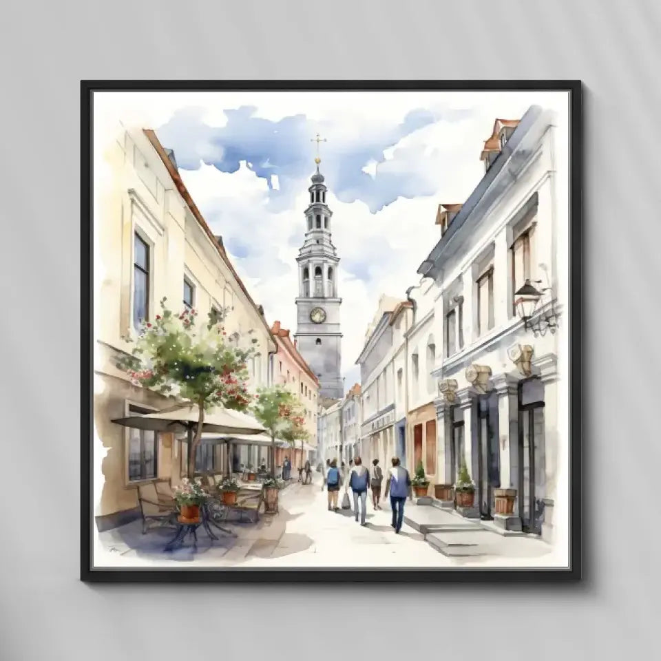 Białystok (Akwarela) - druk na płótnie, spersonalizowany prezent
