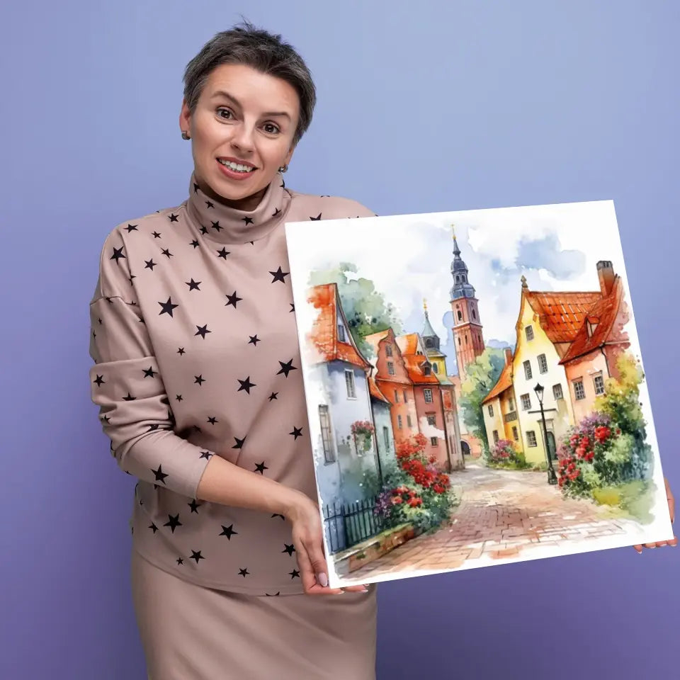 Olsztyn (Akwarela) - druk na płótnie, spersonalizowany prezent