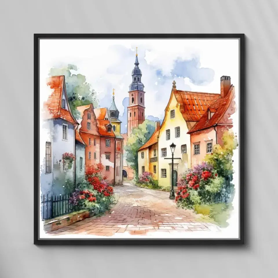 Olsztyn (Akwarela) - druk na płótnie, spersonalizowany prezent