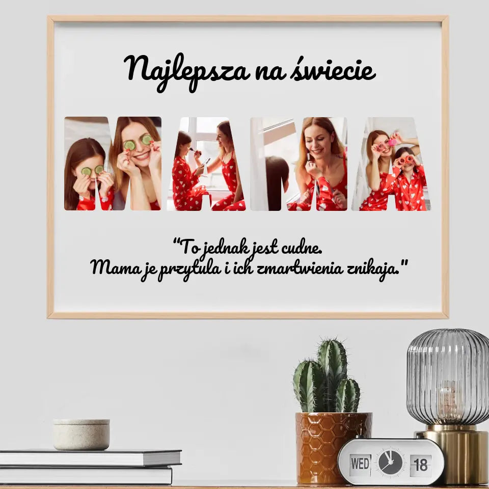 Najlepsza na świecie mama - druk na płótnie, spersonalizowany prezent dla mamy