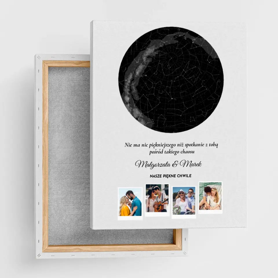 Nasze piękne chwile (Gwiaździste niebo) - druk na płótnie, spersonalizowany prezent dla pary