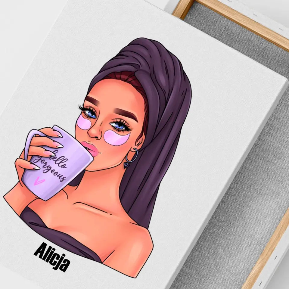 Dziewczyna w ręczniku - druk na płótnie, spersonalizowany prezent dla dziewczyny, przyjaciółki