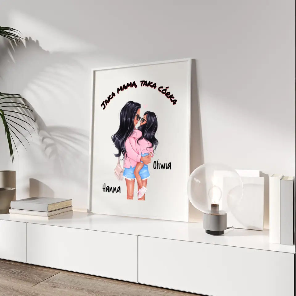 Jaka mama, taka córka - druk na płótnie, spersonalizowany prezent dla mamy