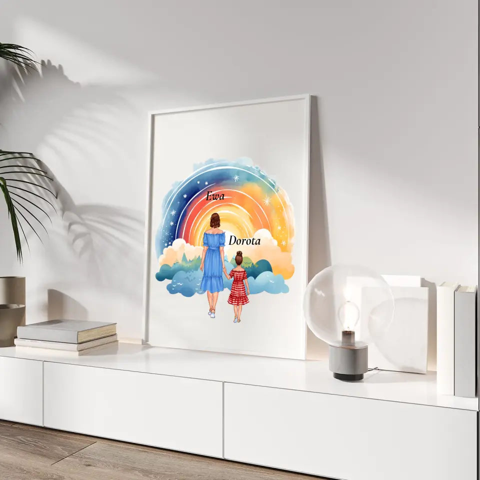 Mama i córki 2-4 osób - druk na płótnie, spersonalizowany prezent dla mamy