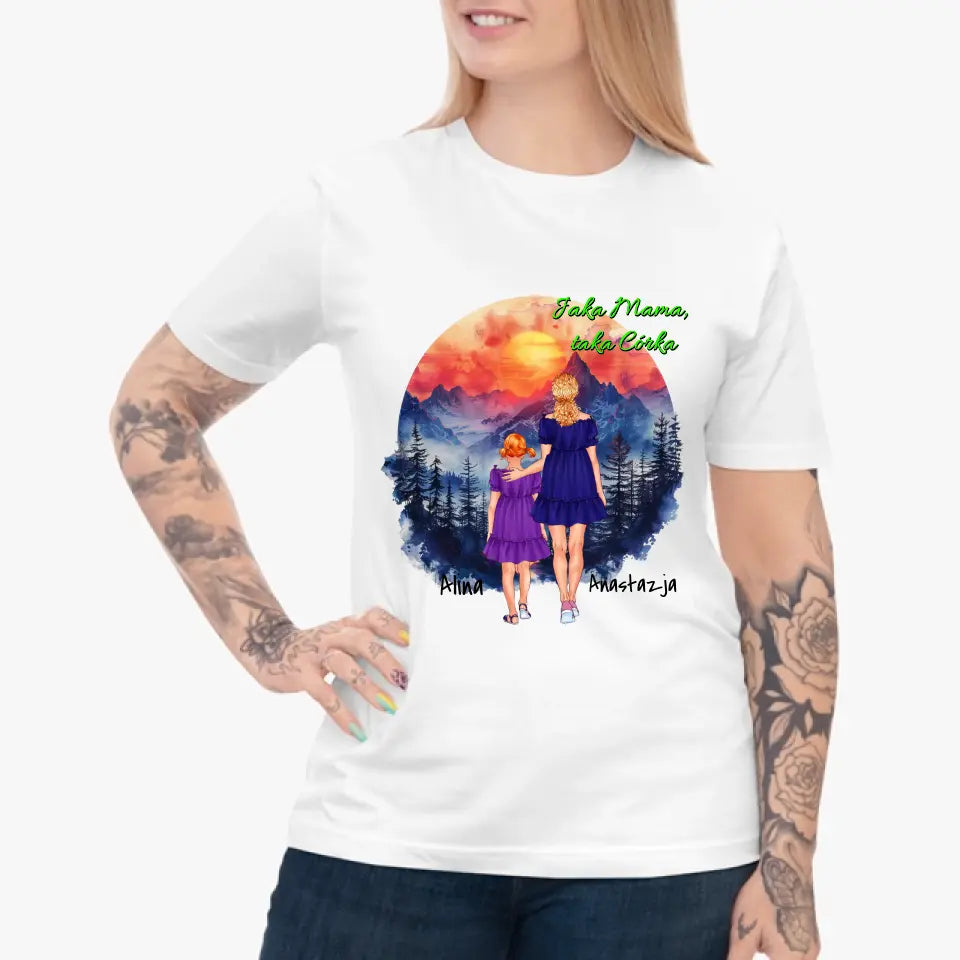 Mama i córka (Góra w okręgu) - Personalizowana koszulka dla mamy