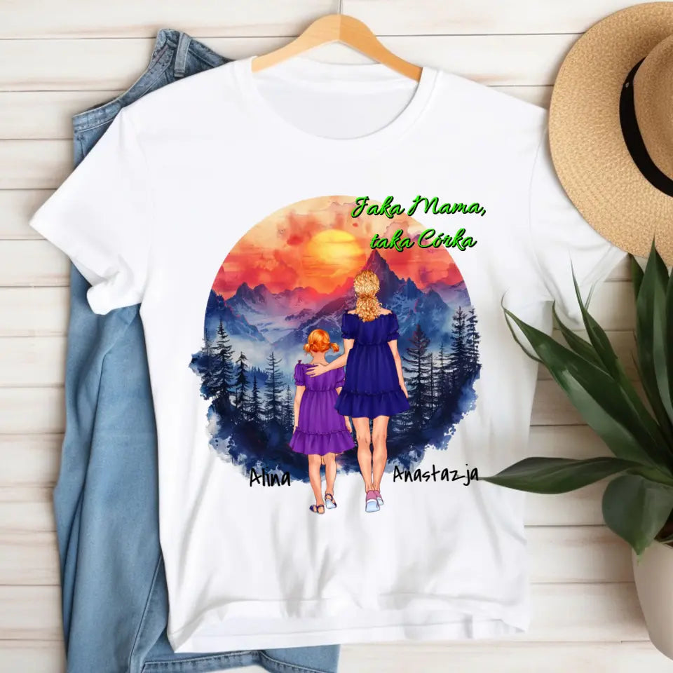 Mama i córka (Góra w okręgu) - Personalizowana koszulka dla mamy