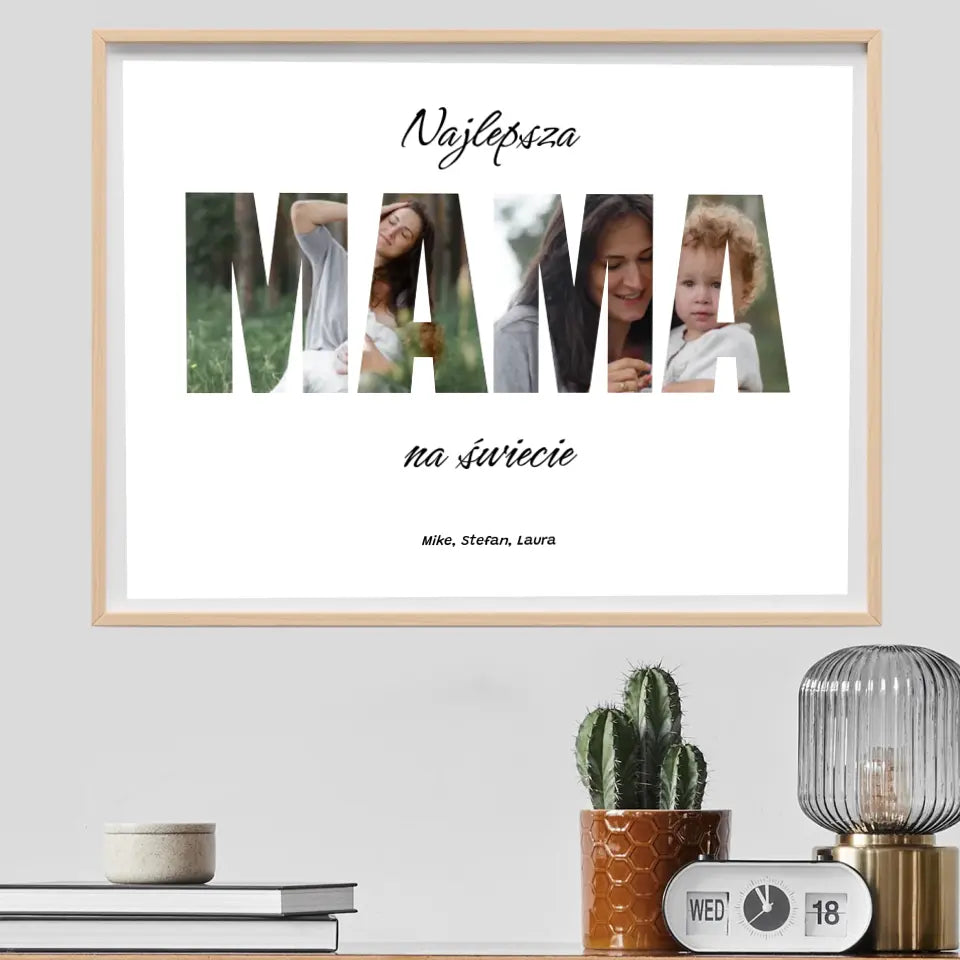 Najlepsza mama na świecie - druk na płótnie, spersonalizowany prezent dla mamy