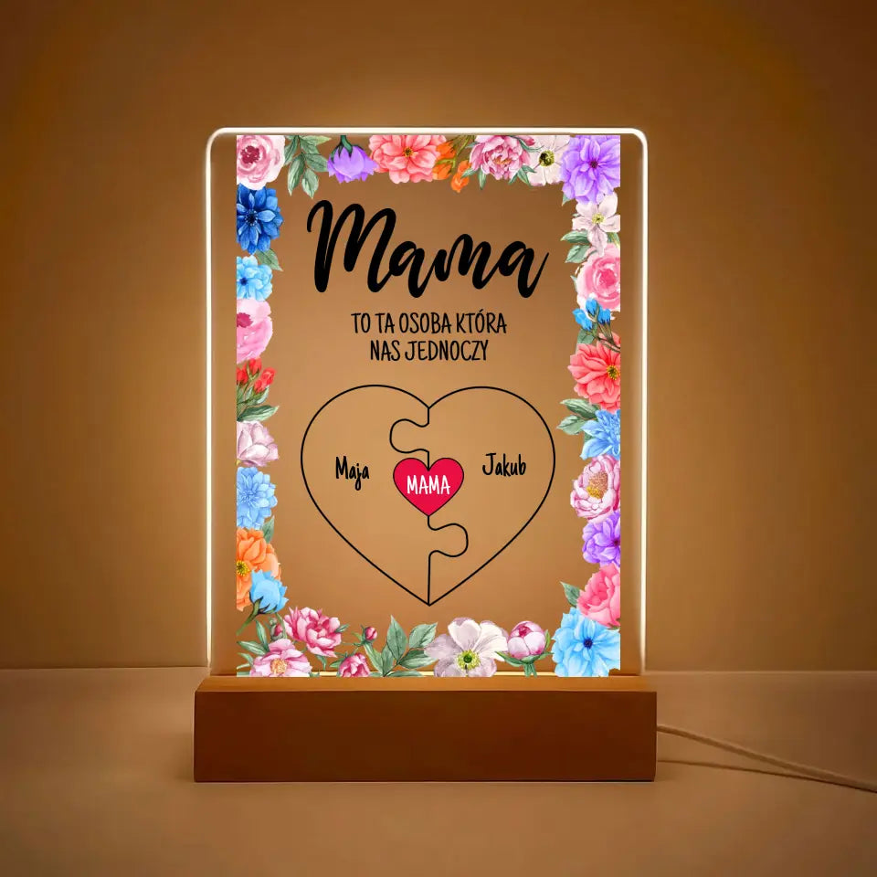 MAMA OSOBA KTÓRA NAS JEDNOCZY - Druk na szkle, spersonalizowany prezent dla mamy