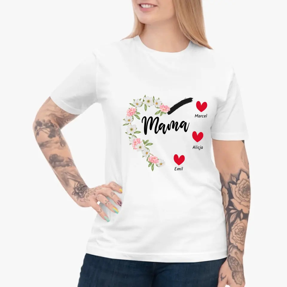 Mama i jej serduszka - koszulka, wyjątkowy prezent dla mamy