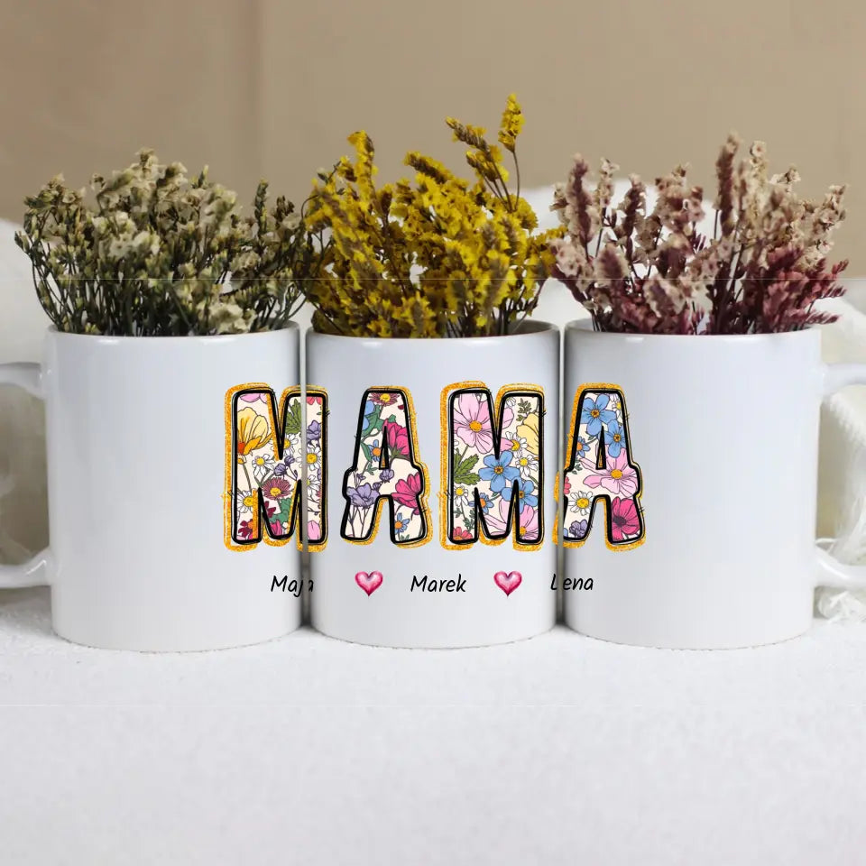 Mama z imionami dzieci - Kubek, wyjątkowy prezent dla mamy