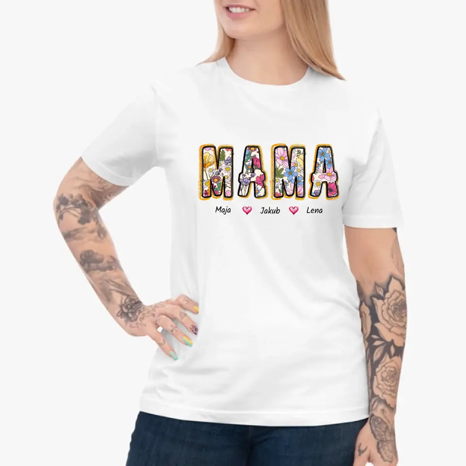 Mama z imionami dzieci - koszulka, wyjątkowy prezent dla mamy