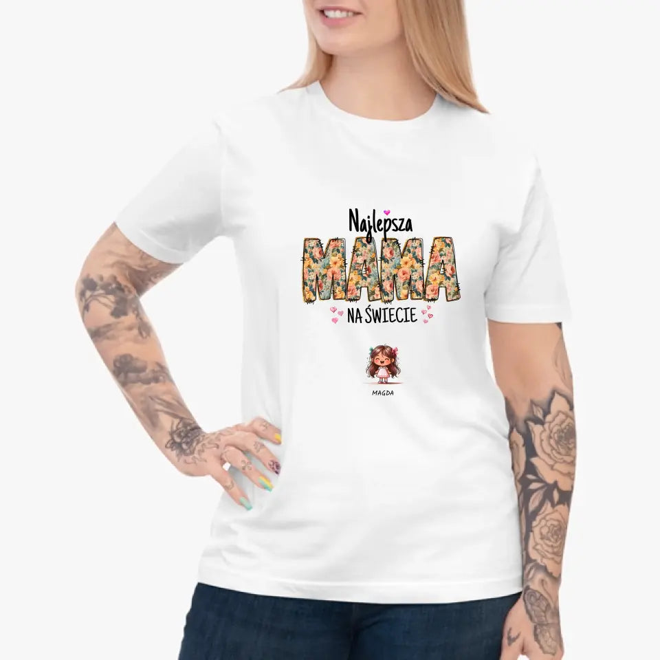 Najlepsza mama na świecie z imionami dzieci - koszulka, wyjątkowy prezent dla mamy