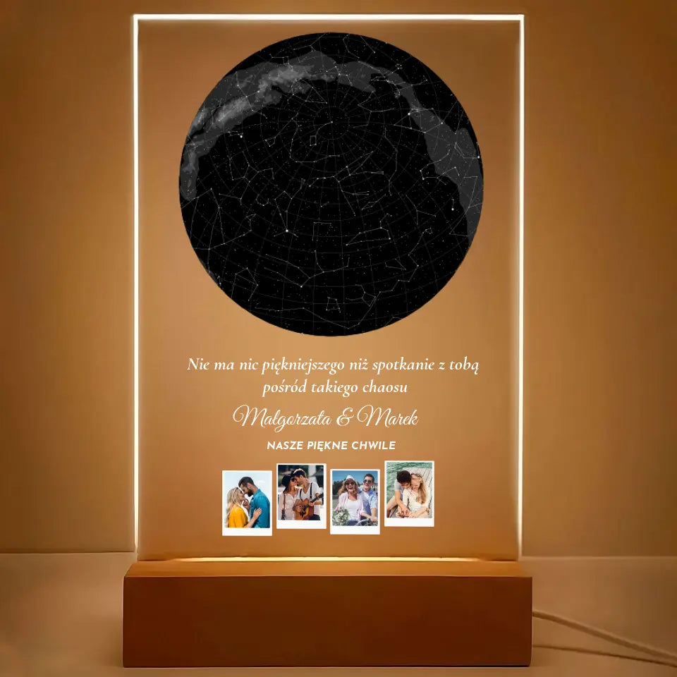 Nasze piękne chwile (Gwiaździste niebo) - Druk na szkle, spersonalizowany prezent dla pary