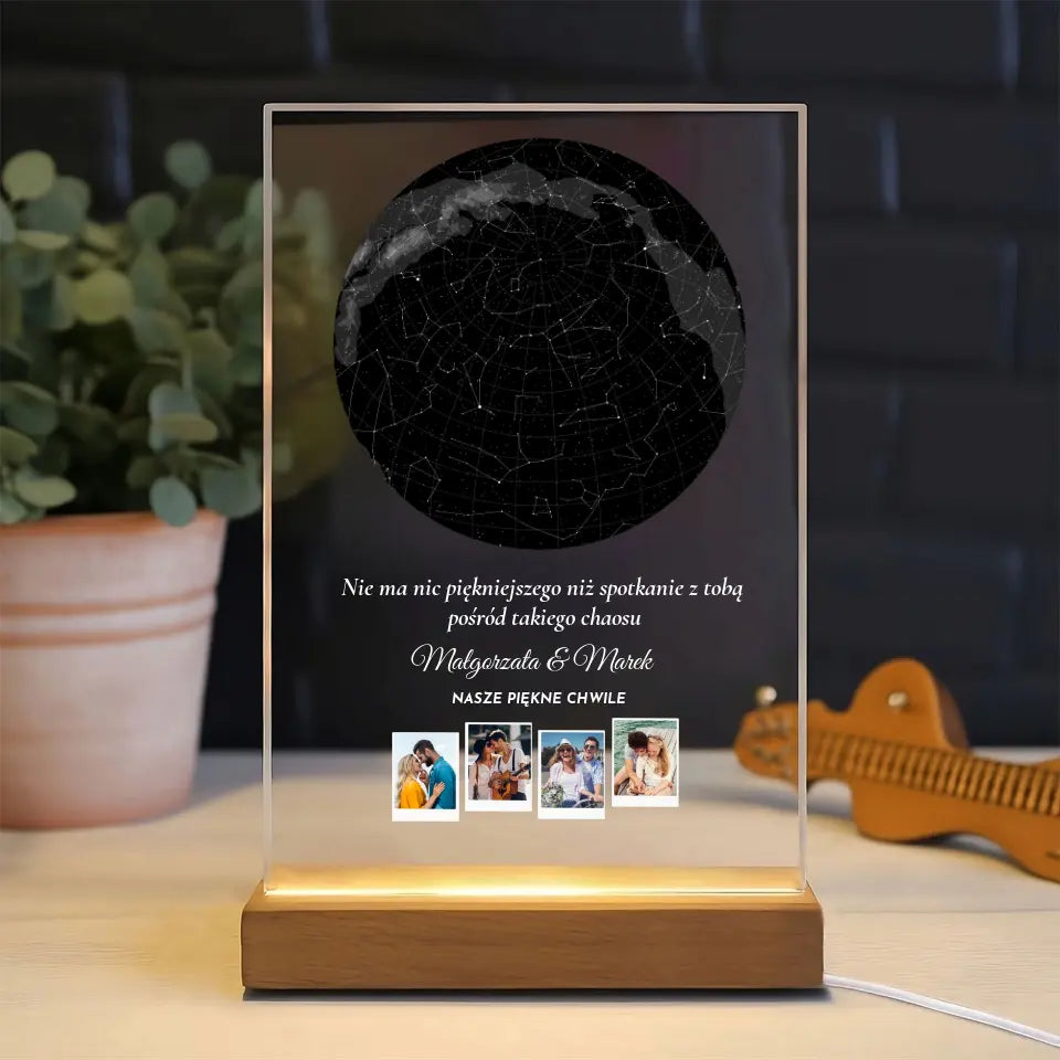 Nasze piękne chwile (Gwiaździste niebo) - Druk na szkle, spersonalizowany prezent dla pary
