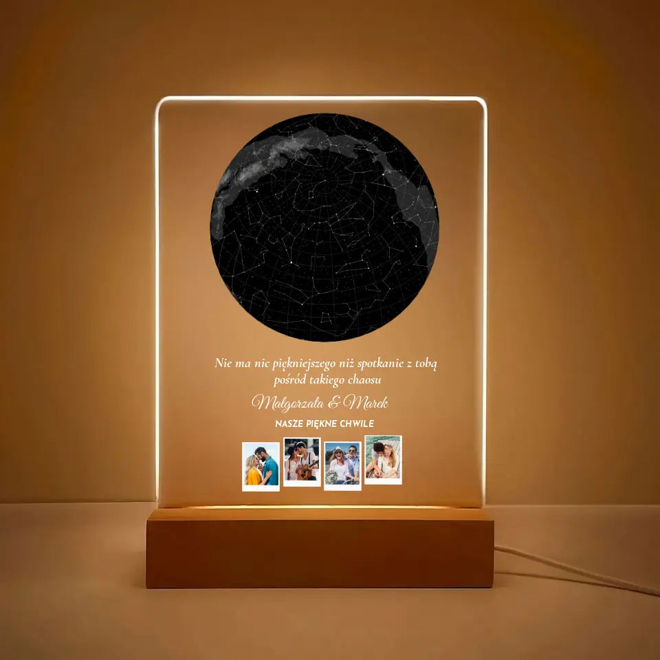 Nasze piękne chwile (Gwiaździste niebo) - Druk na szkle, spersonalizowany prezent dla pary