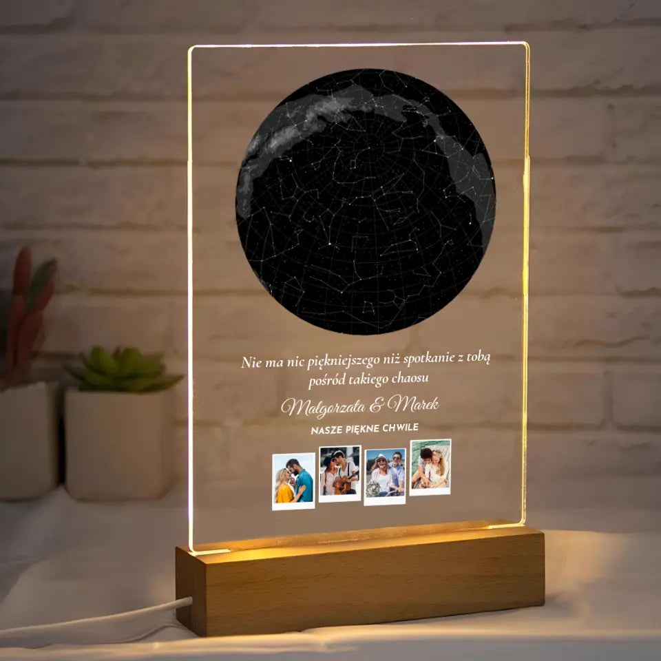 Nasze piękne chwile (Gwiaździste niebo) - Druk na szkle, spersonalizowany prezent dla pary