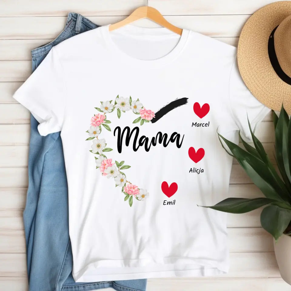 Mama i jej serduszka - koszulka, wyjątkowy prezent dla mamy