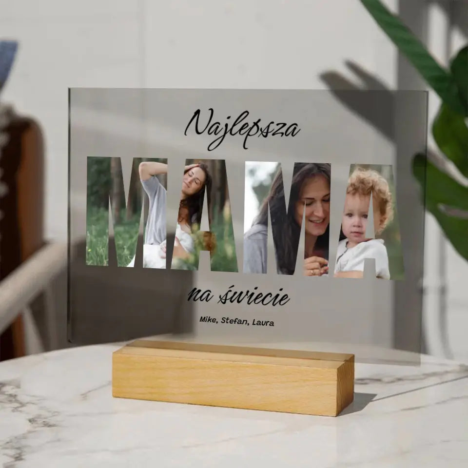 Najlepsza mama na świecie - Druk na szkle, spersonalizowany prezent dla mamy