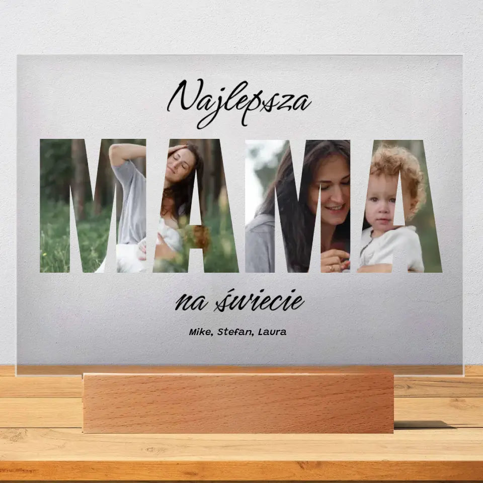 Najlepsza mama na świecie - Druk na szkle, spersonalizowany prezent dla mamy