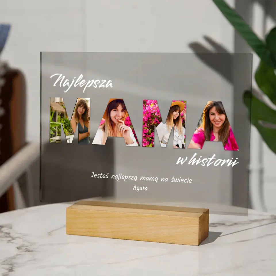 Najlepsza mama w historii - Druk na szkle, spersonalizowany prezent dla mamy