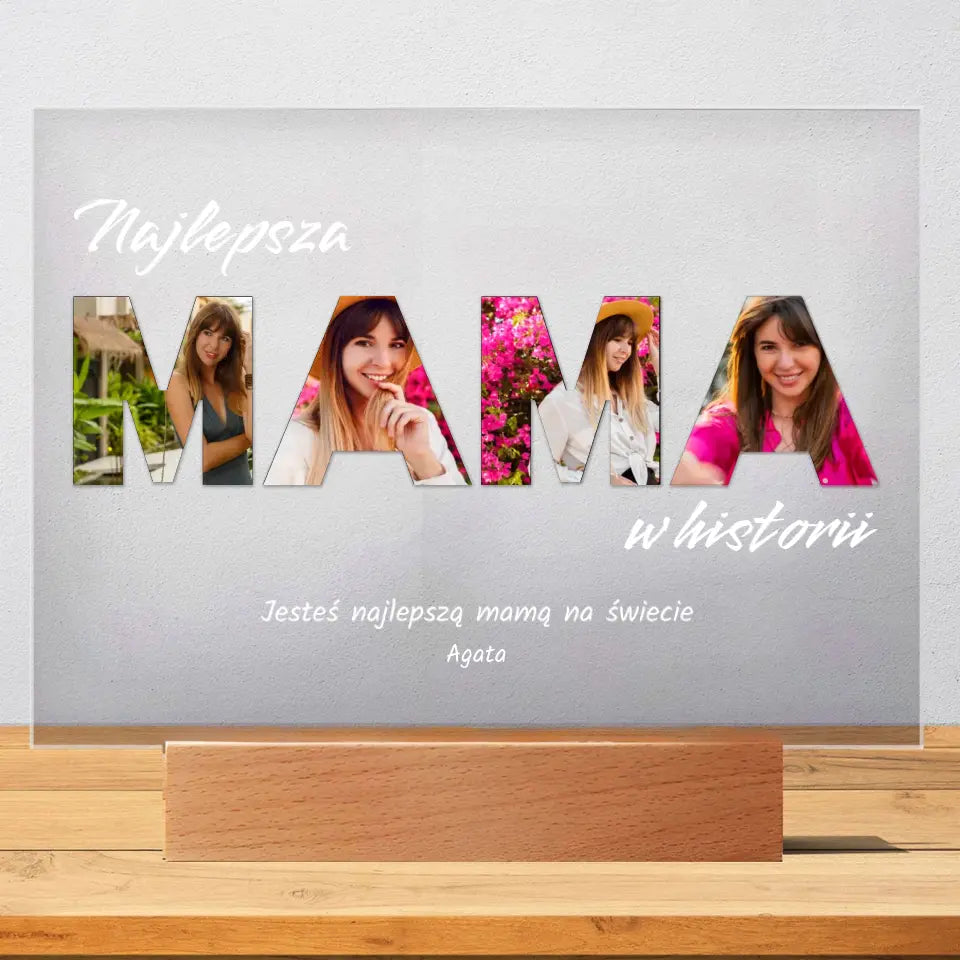 Najlepsza mama w historii - Druk na szkle, spersonalizowany prezent dla mamy