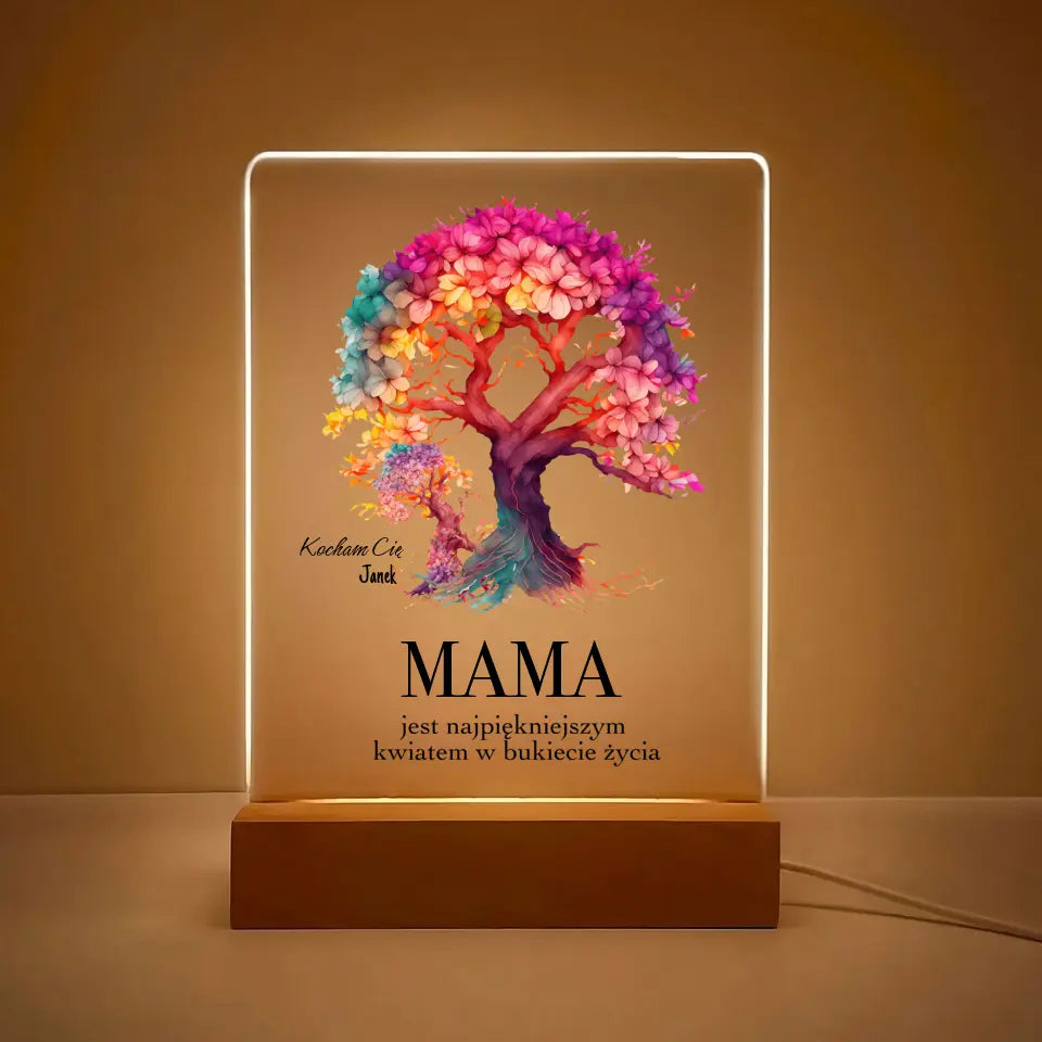 MAMA JEST NAJPIĘKNIEJSZYM KWIATEM - Druk na szkle, spersonalizowany prezent dla mamy