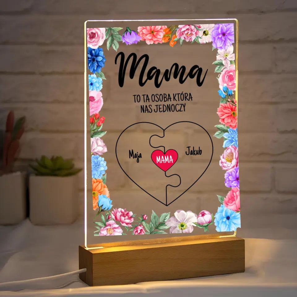 MAMA OSOBA KTÓRA NAS JEDNOCZY - Druk na szkle, spersonalizowany prezent dla mamy