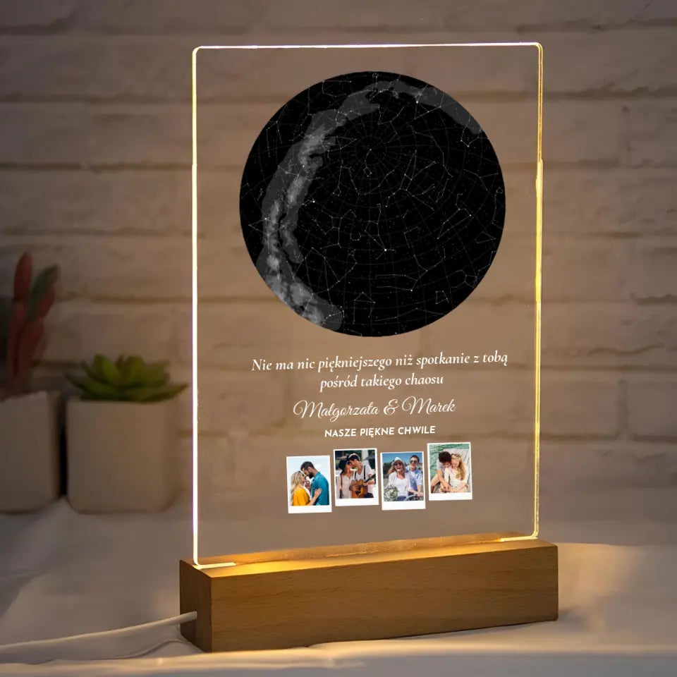 Nasze piękne chwile (Gwiaździste niebo) - Druk na szkle, spersonalizowany prezent dla pary