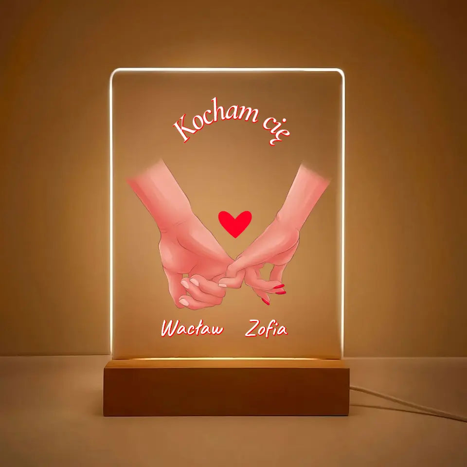 Para rąk z imionami - Druk na szkle, spersonalizowany prezent dla pary