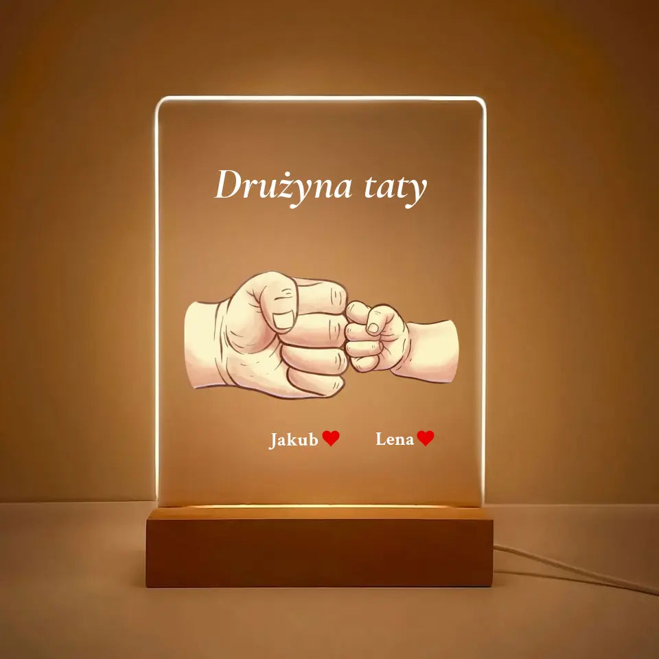 Drużyna taty - Druk na szkle, spersonalizowany prezent dla taty