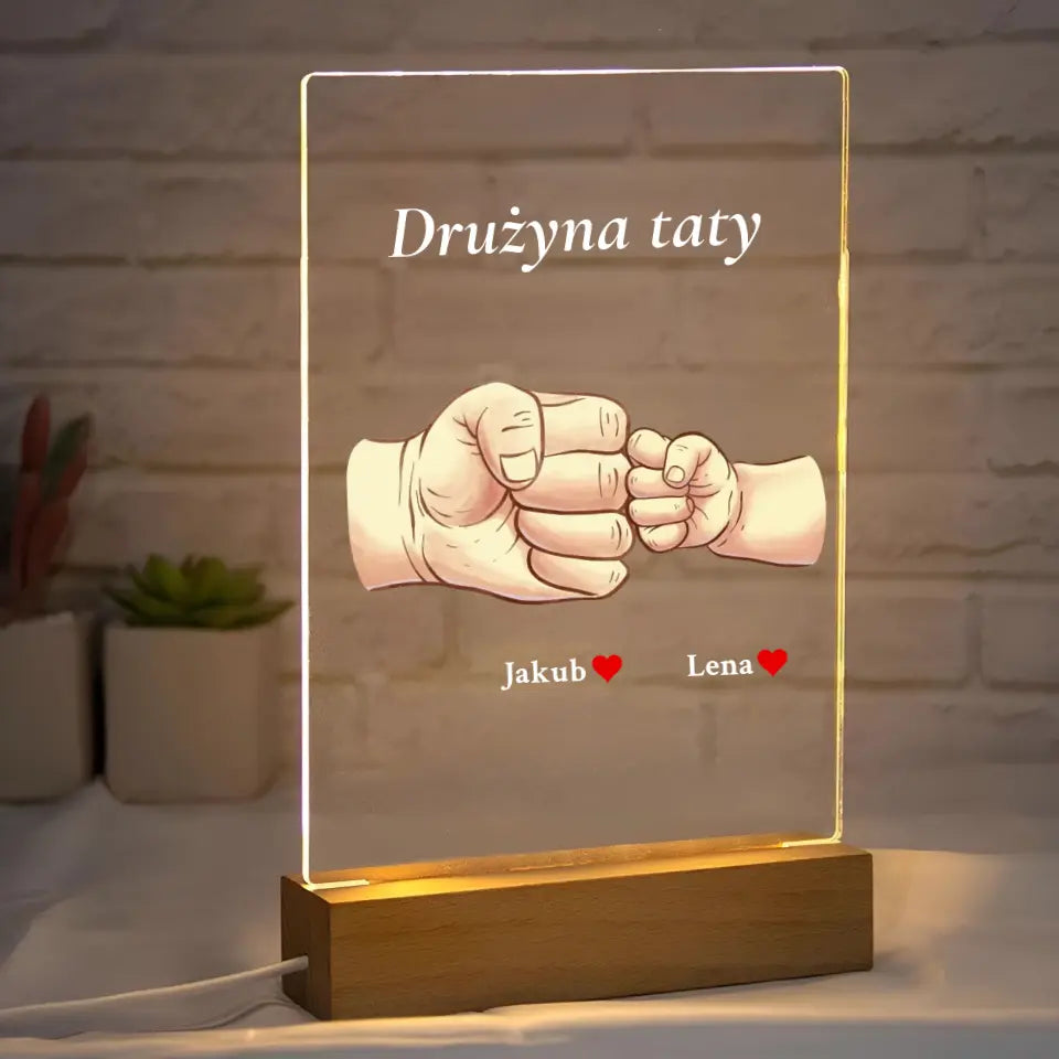 Drużyna taty - Druk na szkle, spersonalizowany prezent dla taty