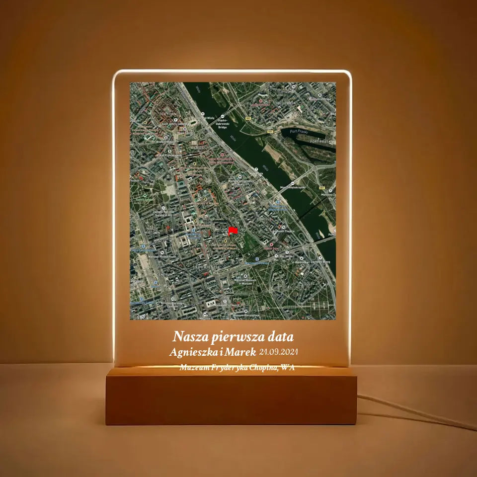 Nasza pierwsza randka (Prostokąt) - Druk na szkle dla pary