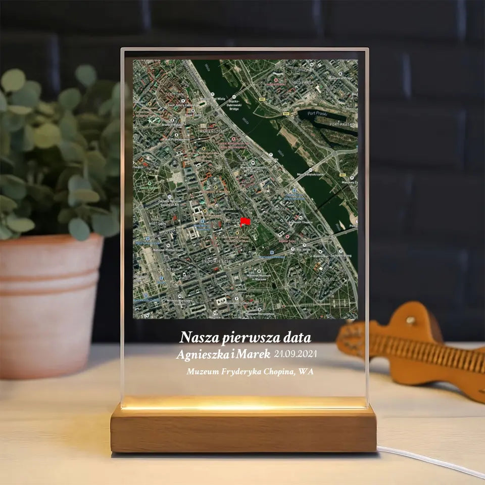 Nasza pierwsza randka (Prostokąt) - Druk na szkle dla pary