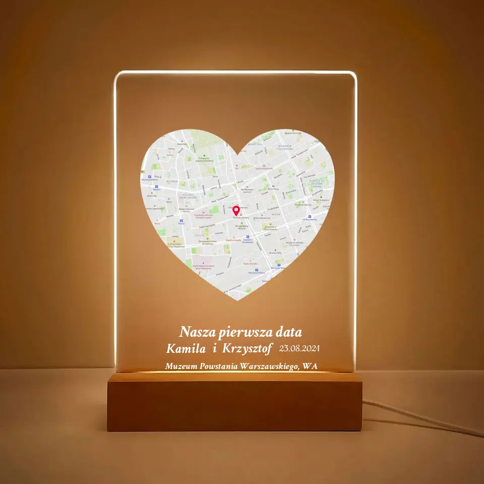 Nasza pierwsza randka (Serce) - Druk na szkle dla pary