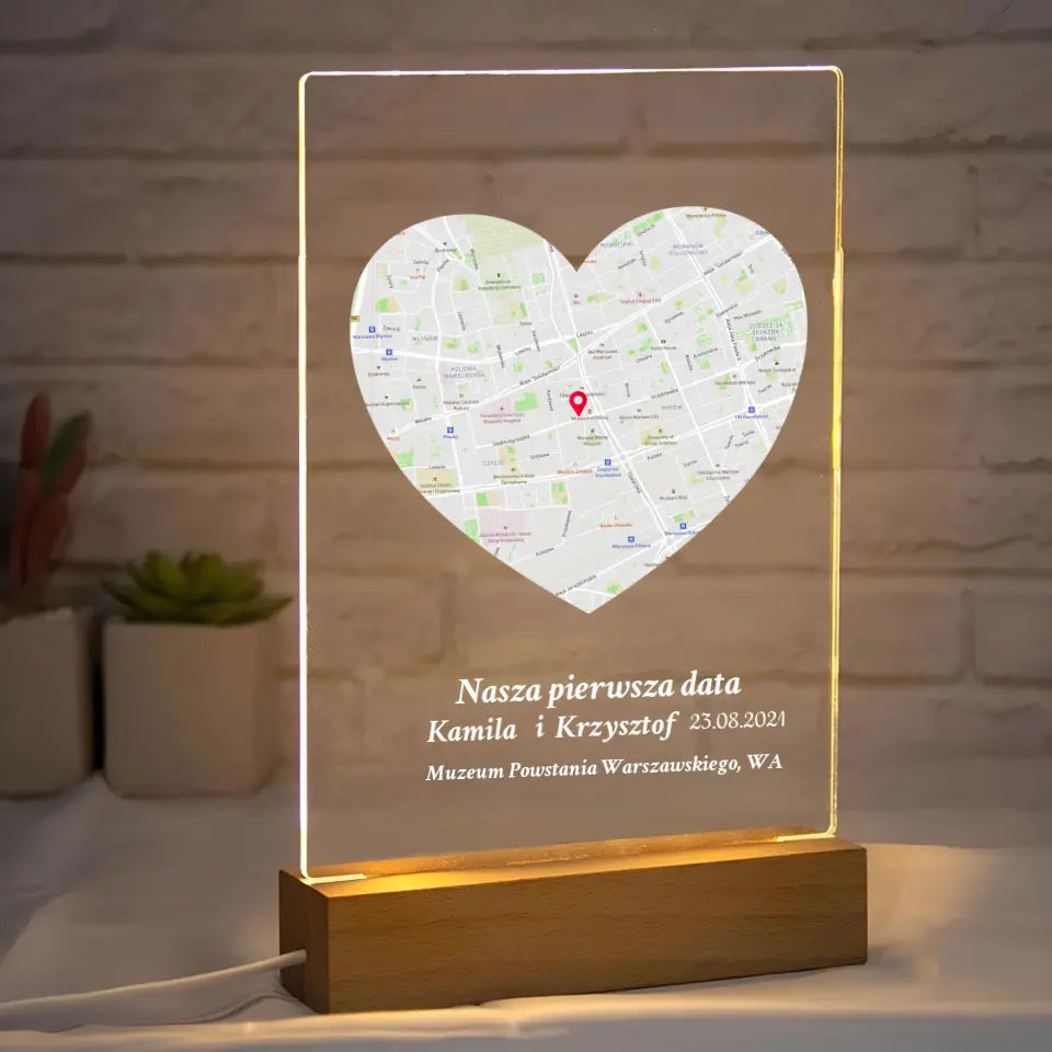Nasza pierwsza randka (Serce) - Druk na szkle dla pary