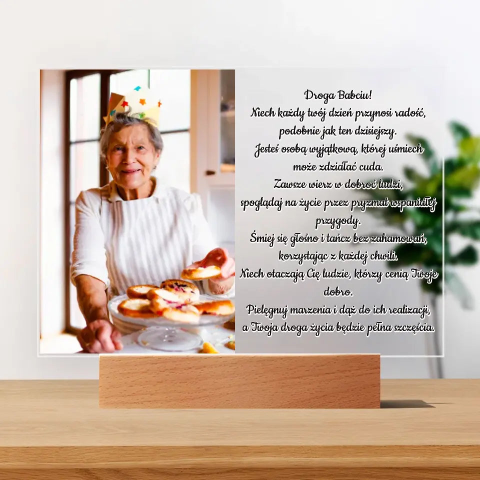 Droga Babciu - Druk na szkle, spersonalizowany prezent dla babci