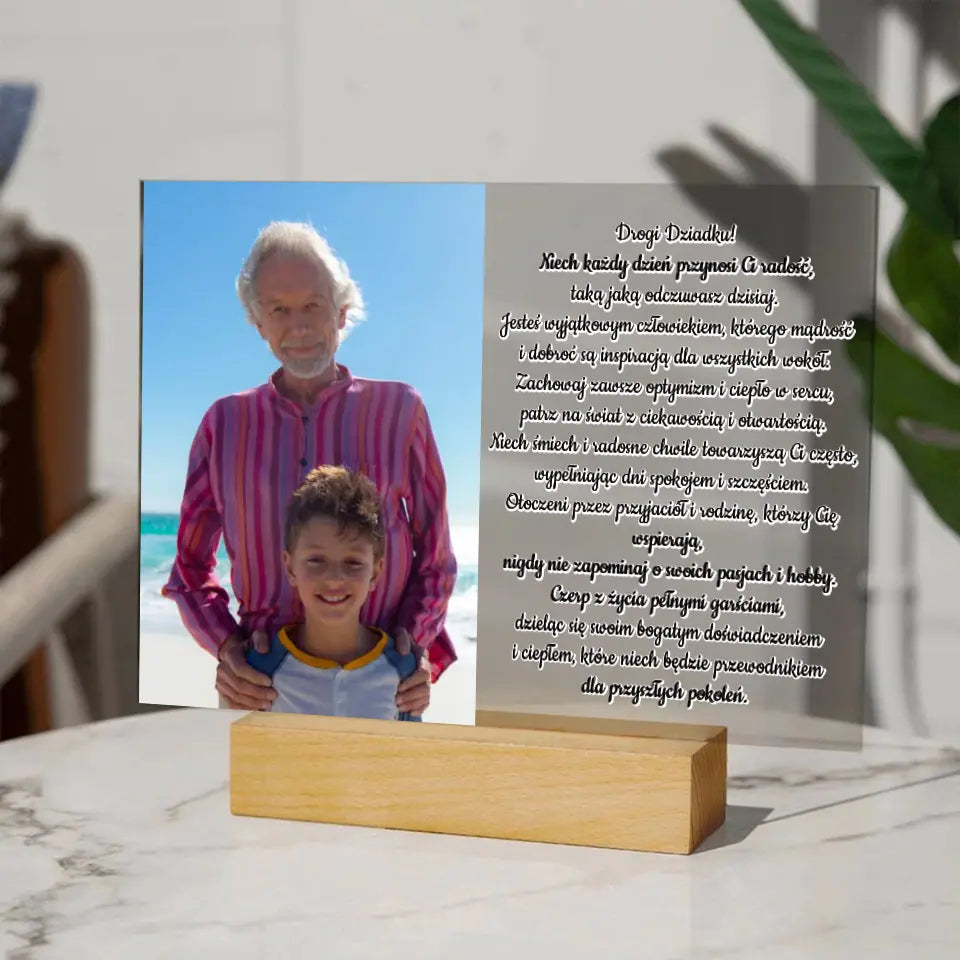 Drogi Dziadku - Druk na szkle, spersonalizowany prezent dla dziadka
