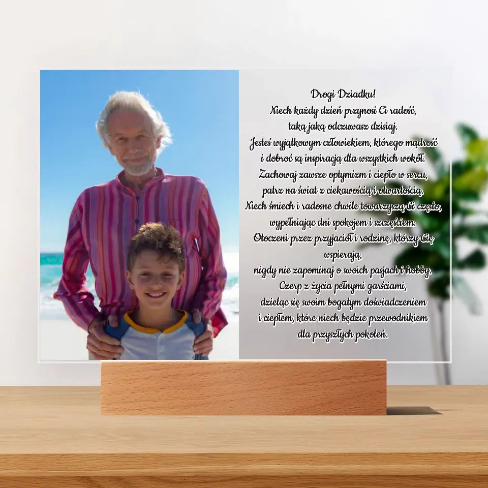 Drogi Dziadku - Druk na szkle, spersonalizowany prezent dla dziadka