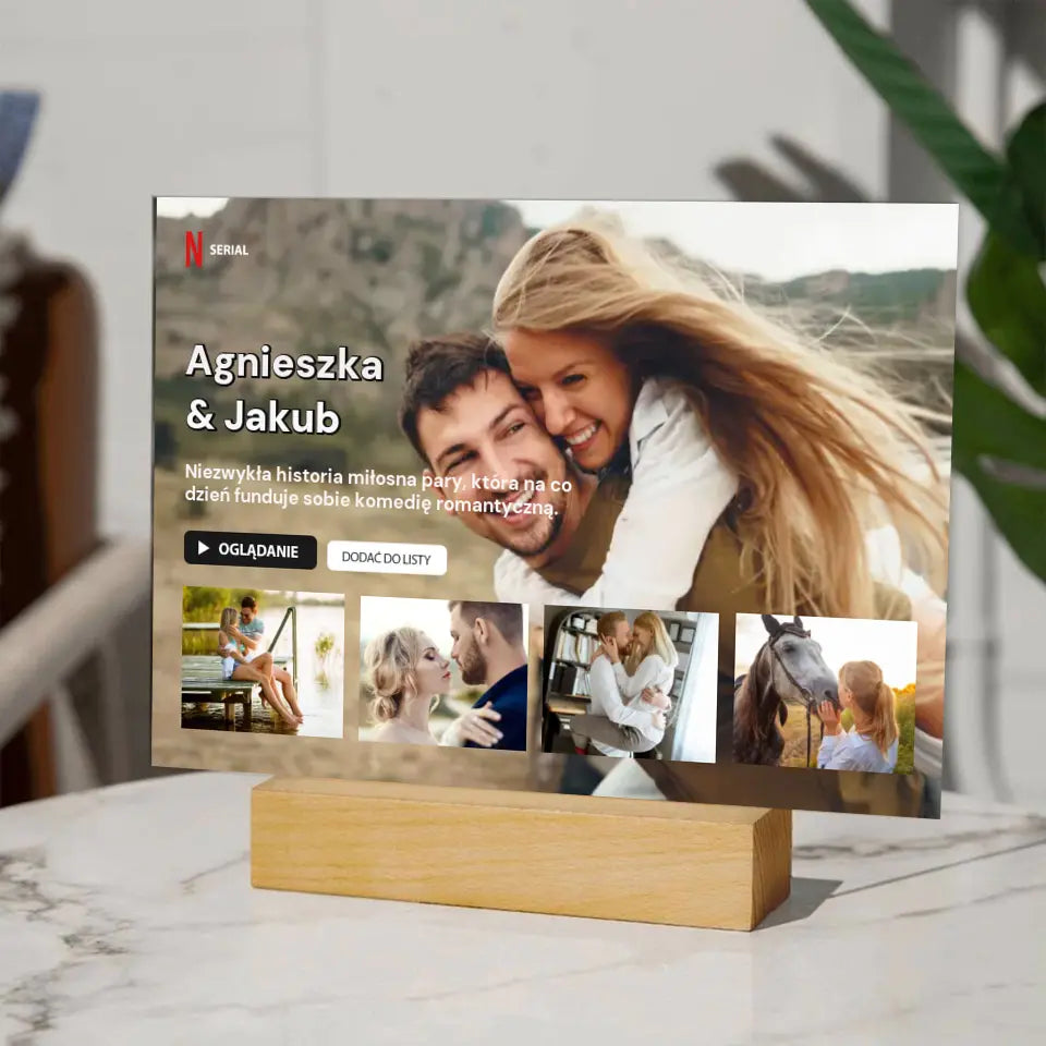 Miłosna historia - Druk na szkle, spersonalizowany prezent dla pary