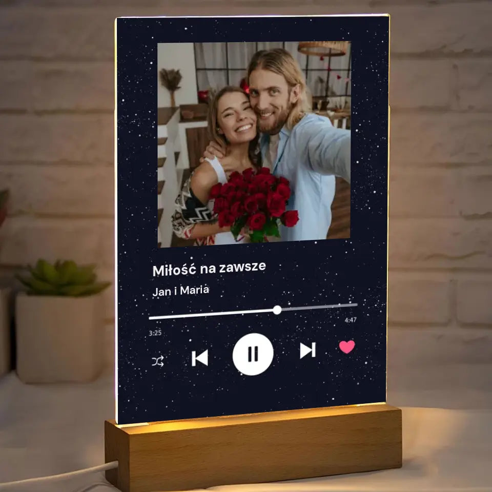 Miłość na zawsze - Druk na szkle, spersonalizowany prezent dla pary