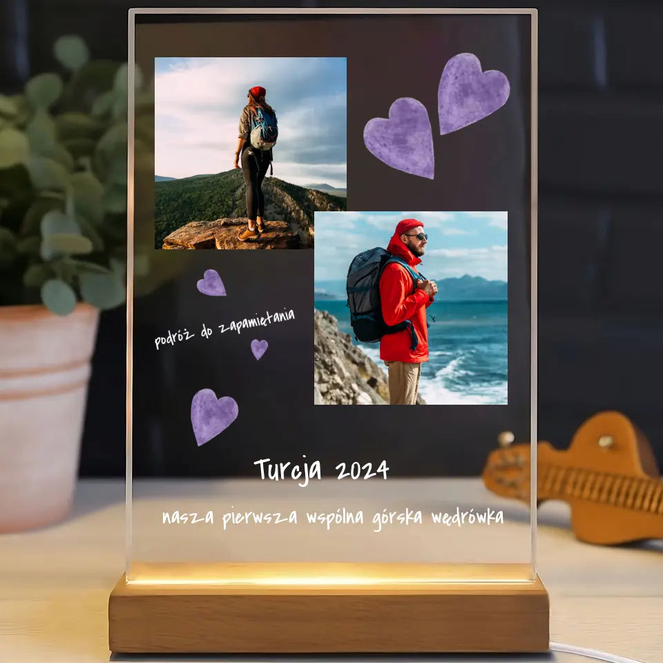 Nasza pierwsza wspólna górska wędrówka - Druk na szkle, spersonalizowany prezent dla pary