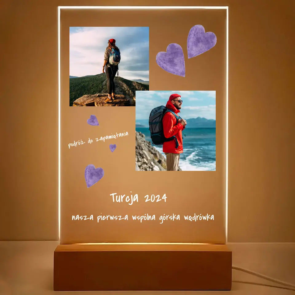 Nasza pierwsza wspólna górska wędrówka - Druk na szkle, spersonalizowany prezent dla pary