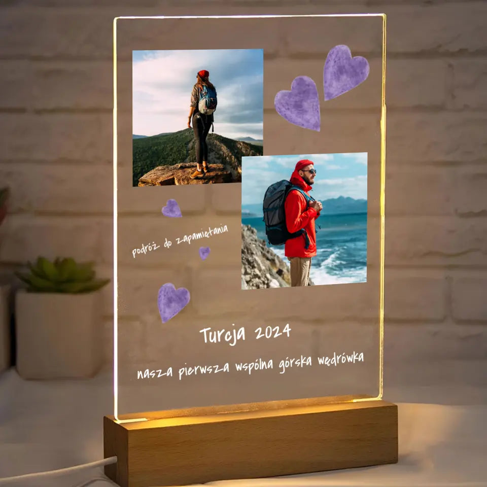 Nasza pierwsza wspólna górska wędrówka - Druk na szkle, spersonalizowany prezent dla pary
