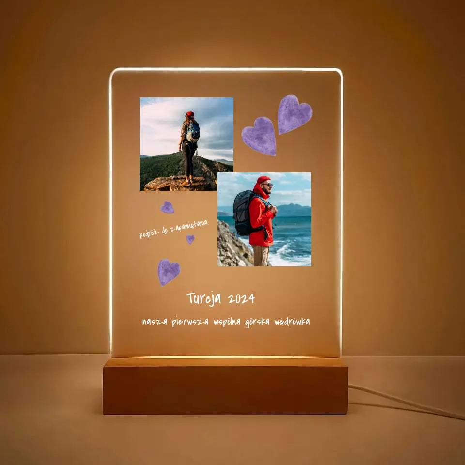 Nasza pierwsza wspólna górska wędrówka - Druk na szkle, spersonalizowany prezent dla pary