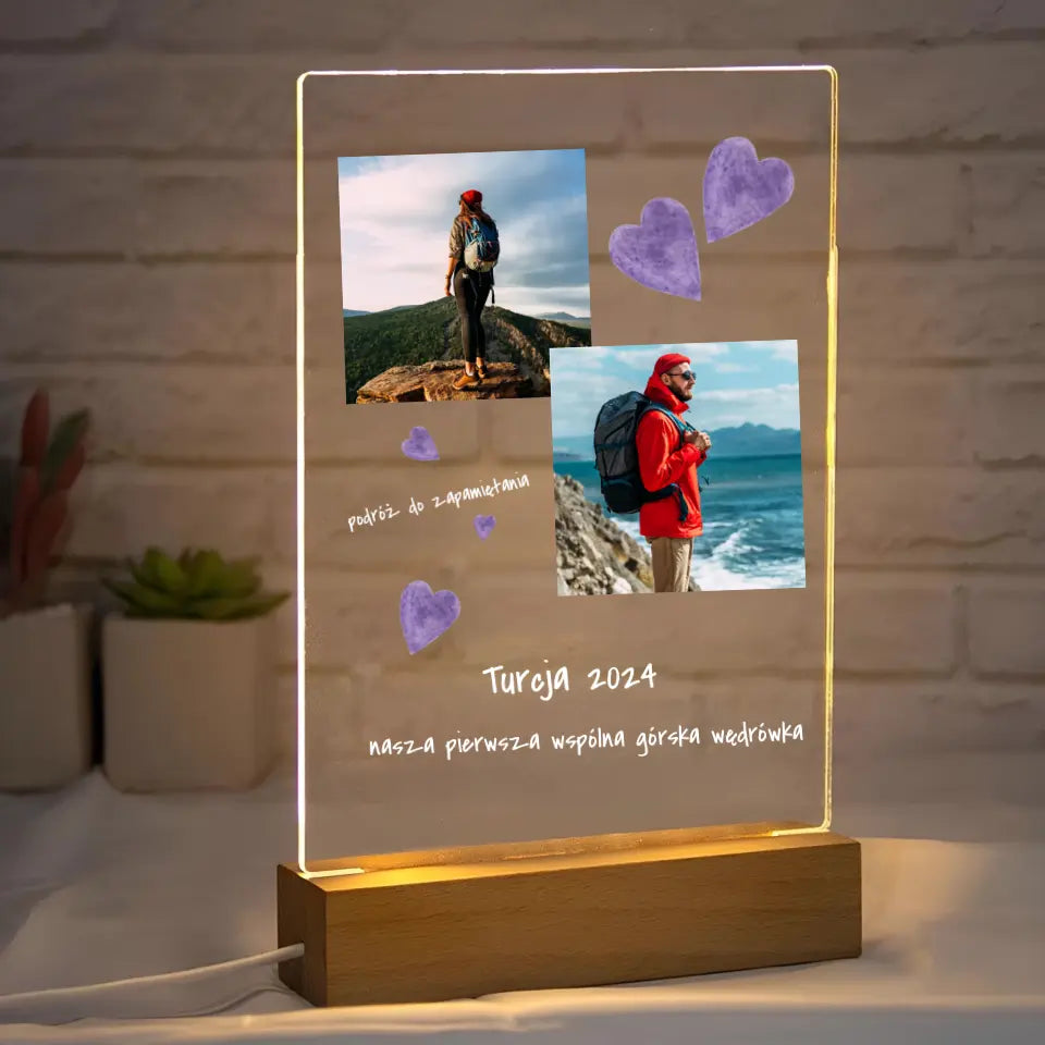 Nasza pierwsza wspólna górska wędrówka - Druk na szkle, spersonalizowany prezent dla pary